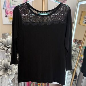 Metaphor Black Lace Accent Blouse
